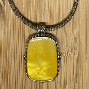 Victor Janson Mother Of Pearl Silver Plate Necklace Snake Chain Elegant Vintage